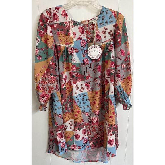 NWT Umgee Women S Blouse‎ Multicolor Floral Boho Long Super cute - Picture 1 of 5